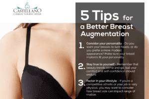 Infographic explaining the 5 Tips for a Better Breast Augmentation