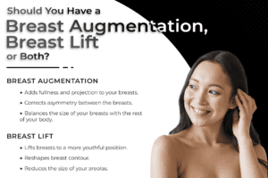 Infographic explaining the difference between breast augmentation and breast lift